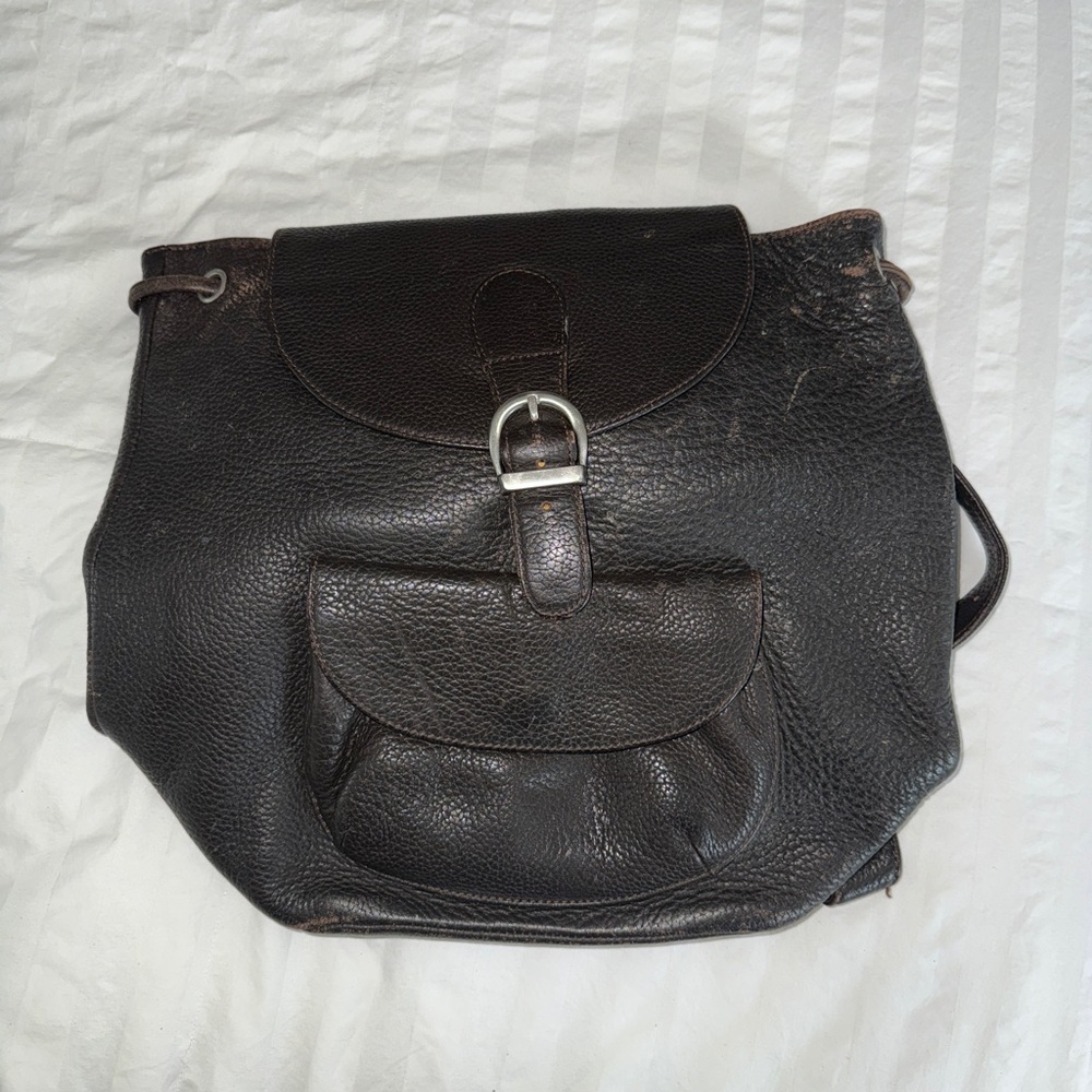 Vintage Eddie Bauer Brown Leather Backpack